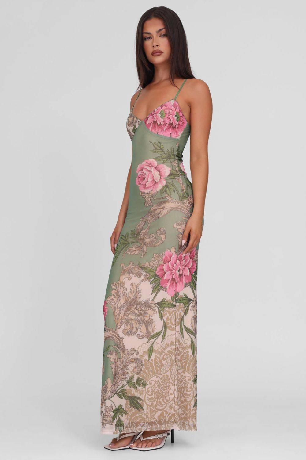 Multi Color Floral Print Maxi Dress