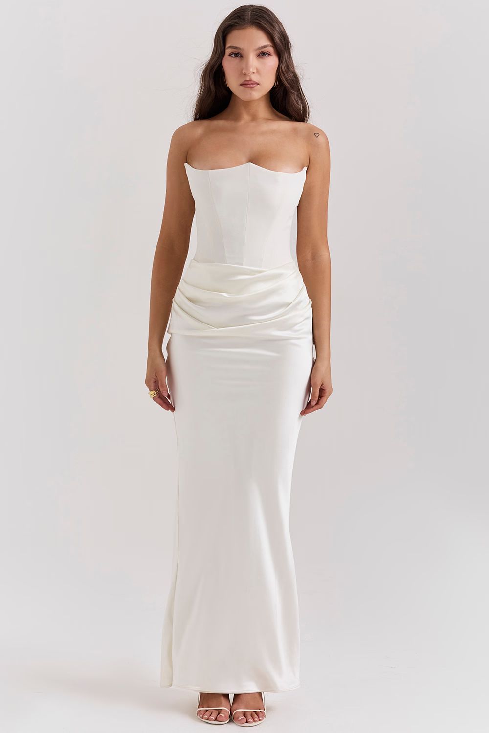 Strapless Corset Maxi Dress in Satin