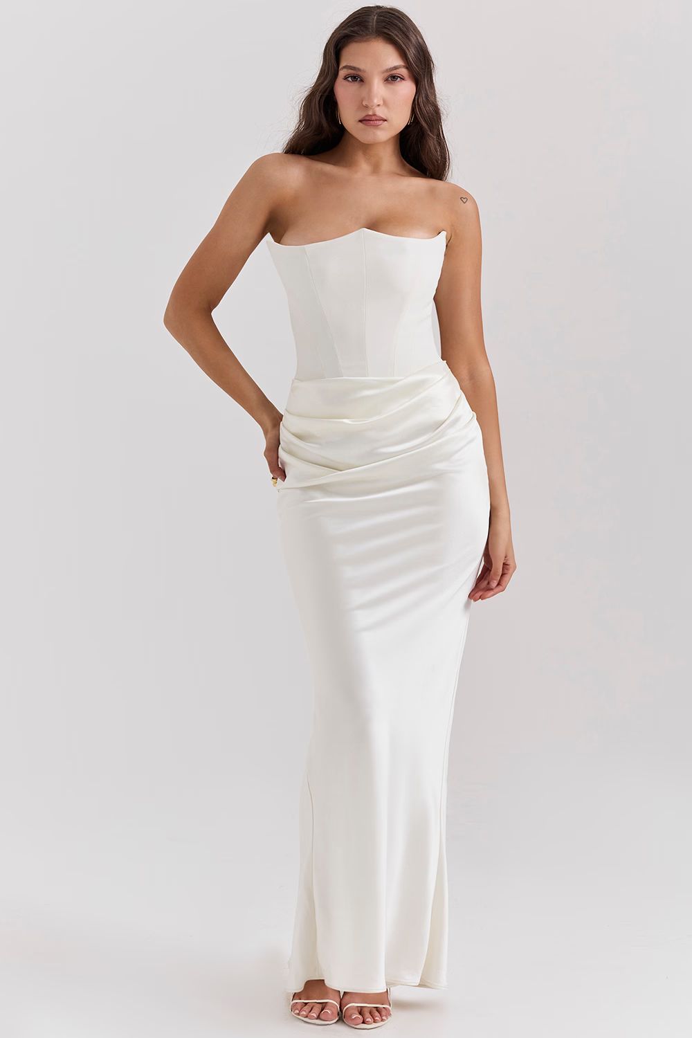 Strapless Corset Maxi Dress in Satin
