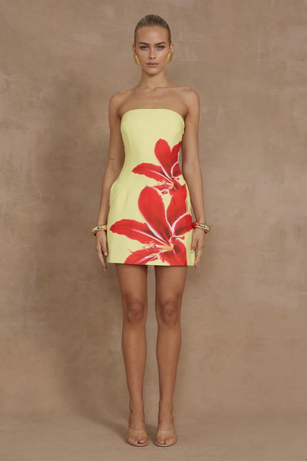 Strapless Floral Mini Dress with Sweetheart Neckline