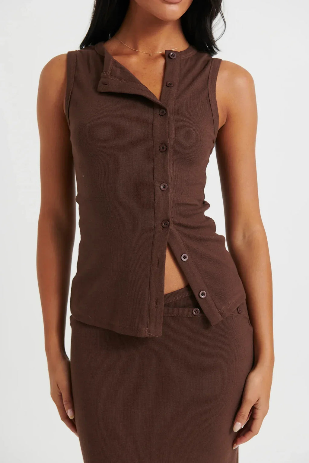 Cotton Button-Up Top and Skirt Set