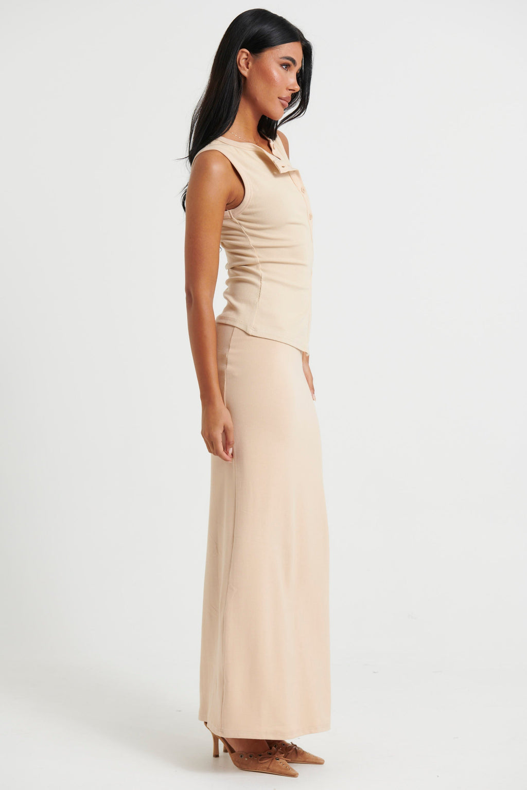 Cotton Button-Up Top and Skirt Set