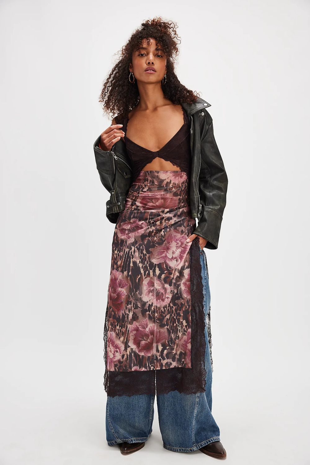 Sheer Floral midi Dress with Side Cutouts