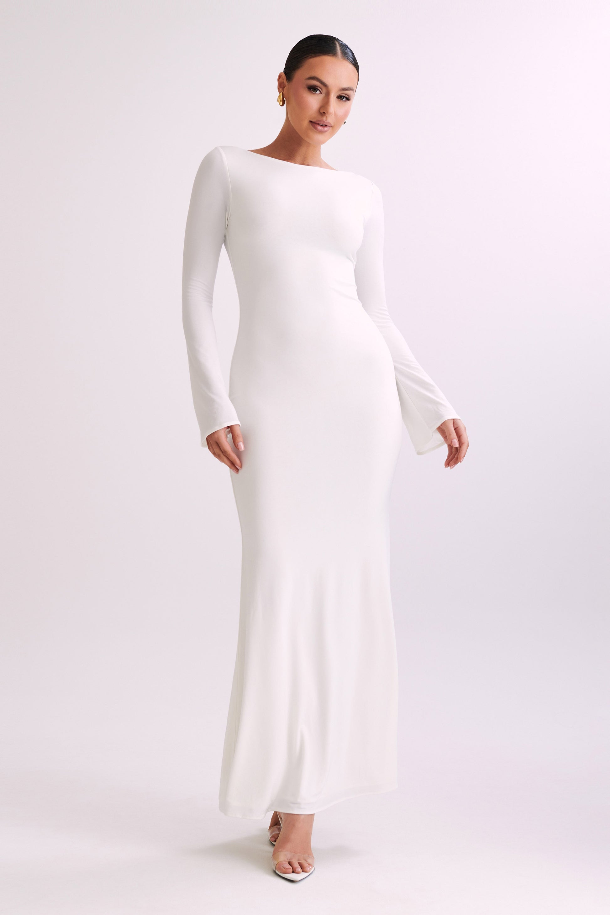 White Long Sleeve Bodycon Maxi Dress