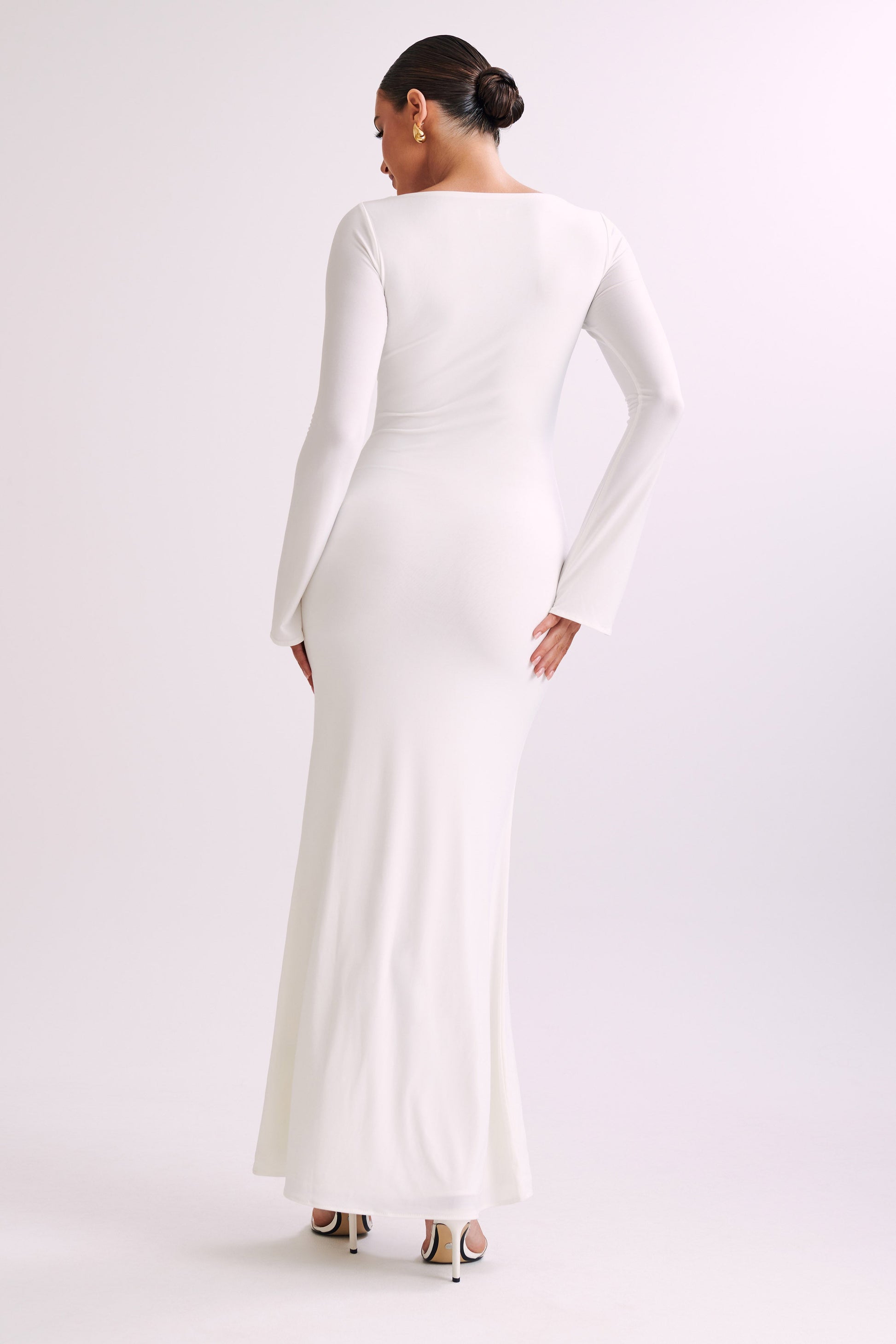 White Long Sleeve Bodycon Maxi Dress