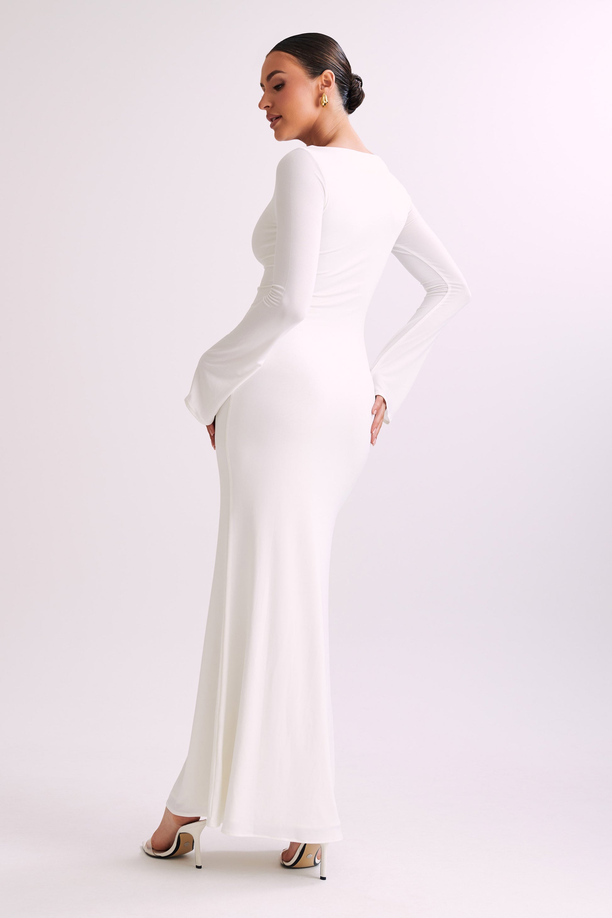 White Long Sleeve Bodycon Maxi Dress