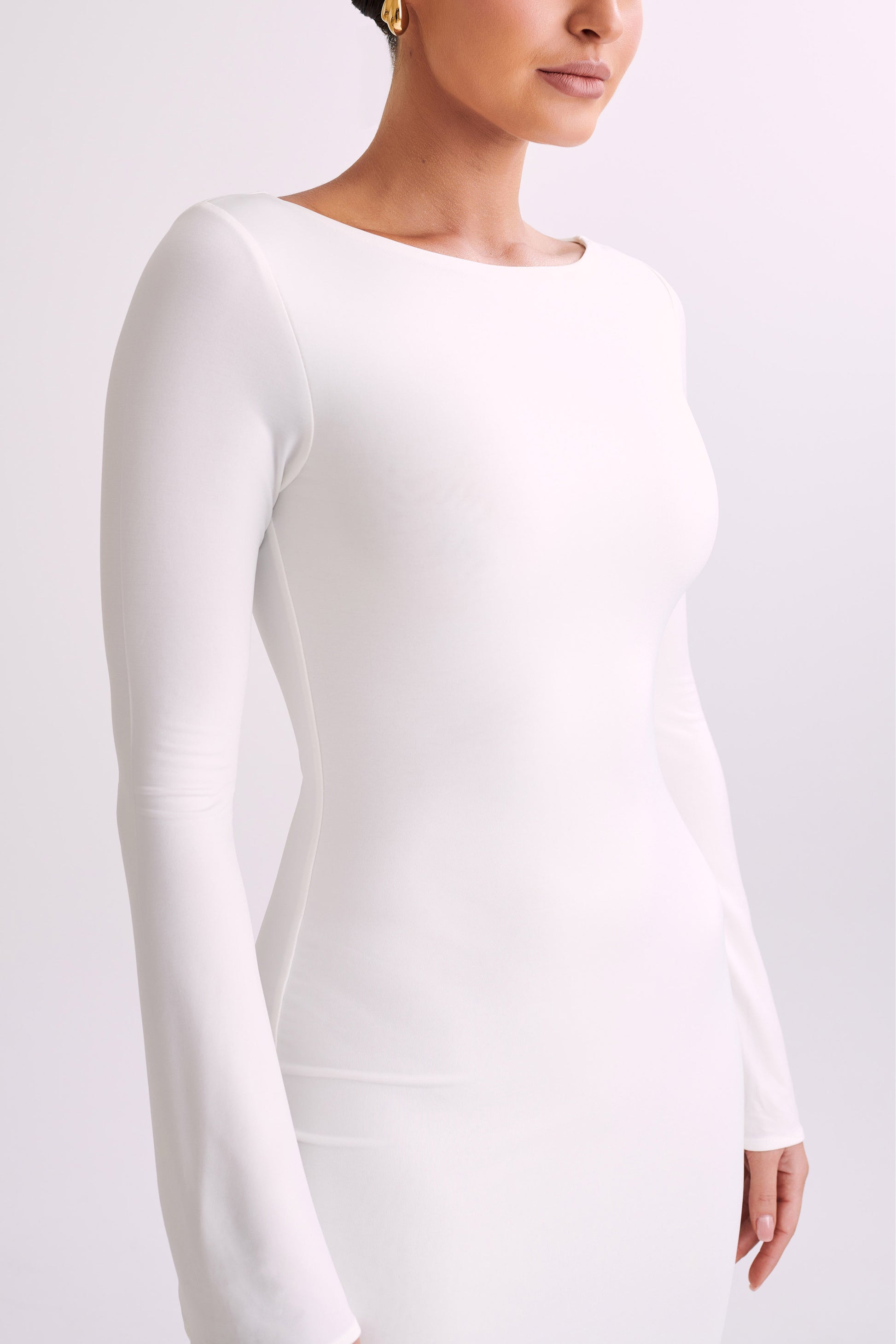 White Long Sleeve Bodycon Maxi Dress