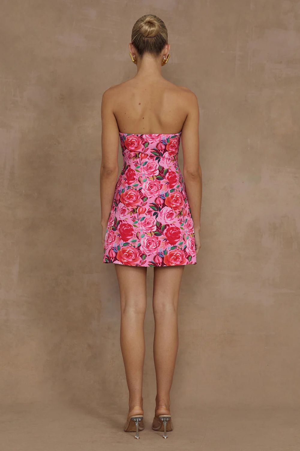 Strapless Floral Mini Dress with Sweetheart Neckline