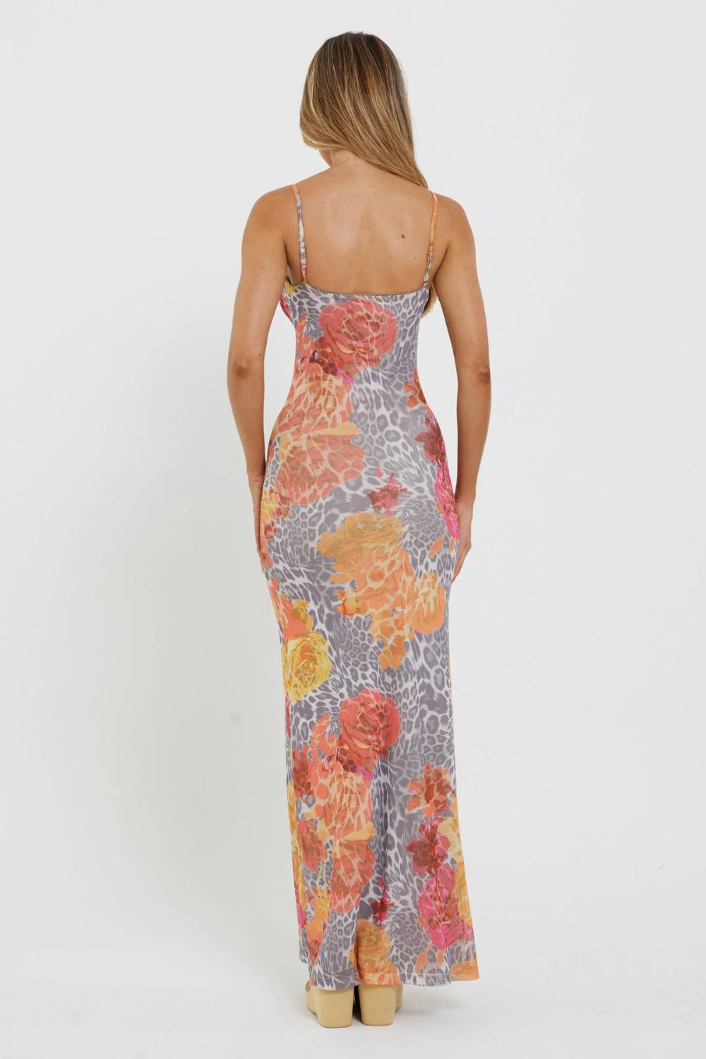 Multi Color Floral Print Maxi Dress