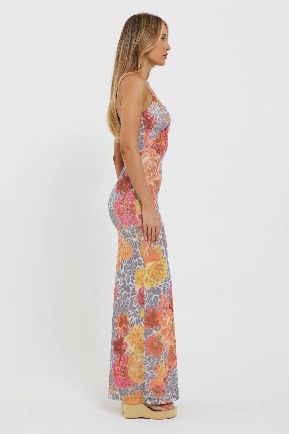 Multi Color Floral Print Maxi Dress