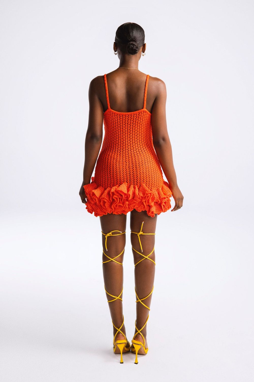 Boho Crochet Mini Dress with Ruffle Hem