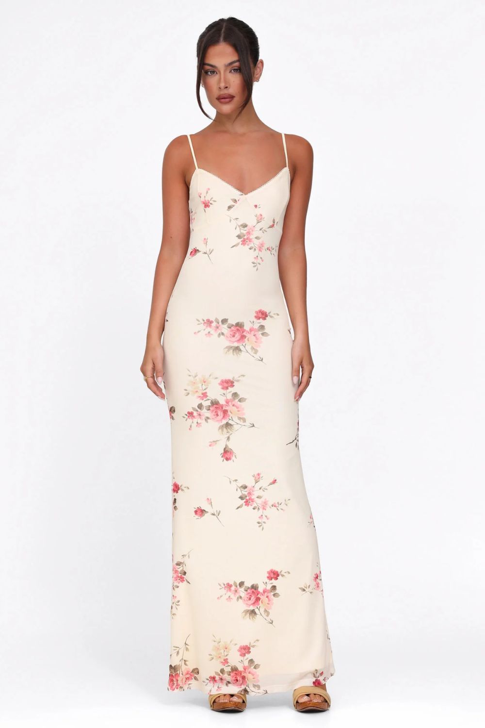 Multi Color Floral Print Maxi Dress