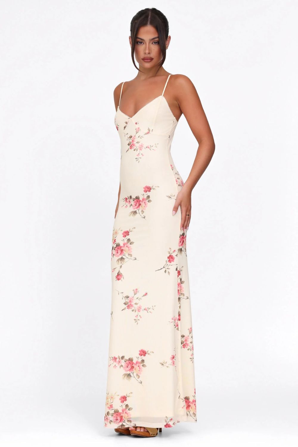 Multi Color Floral Print Maxi Dress