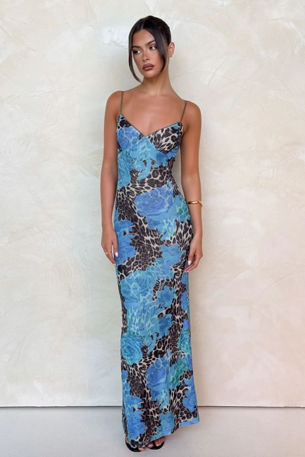 Multi Color Floral Print Maxi Dress