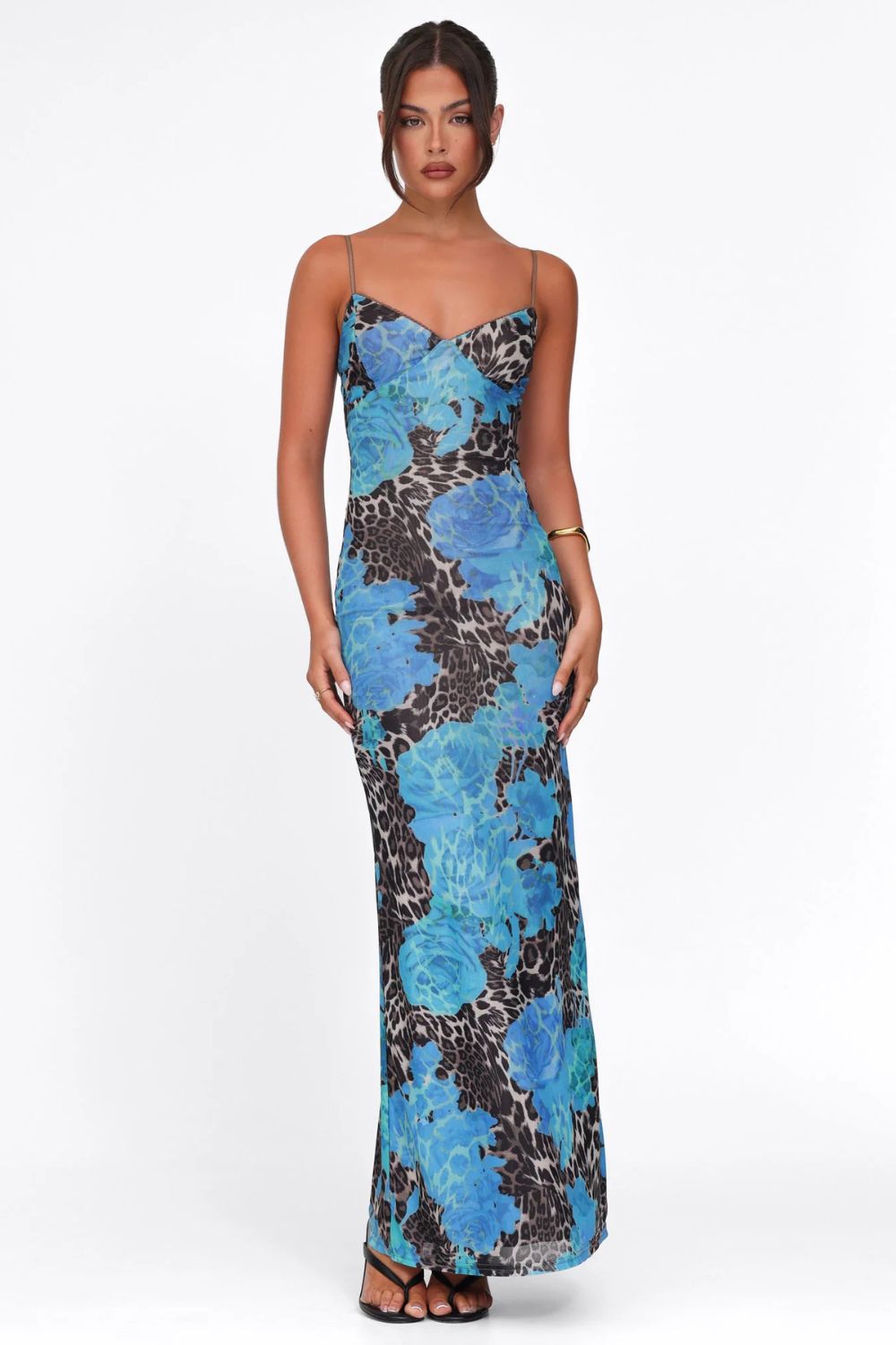 Multi Color Floral Print Maxi Dress