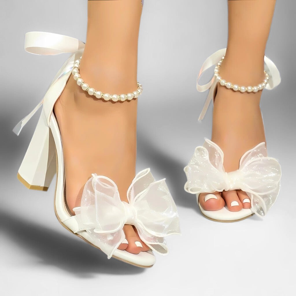 Pearl Bow High Heel Party Heels