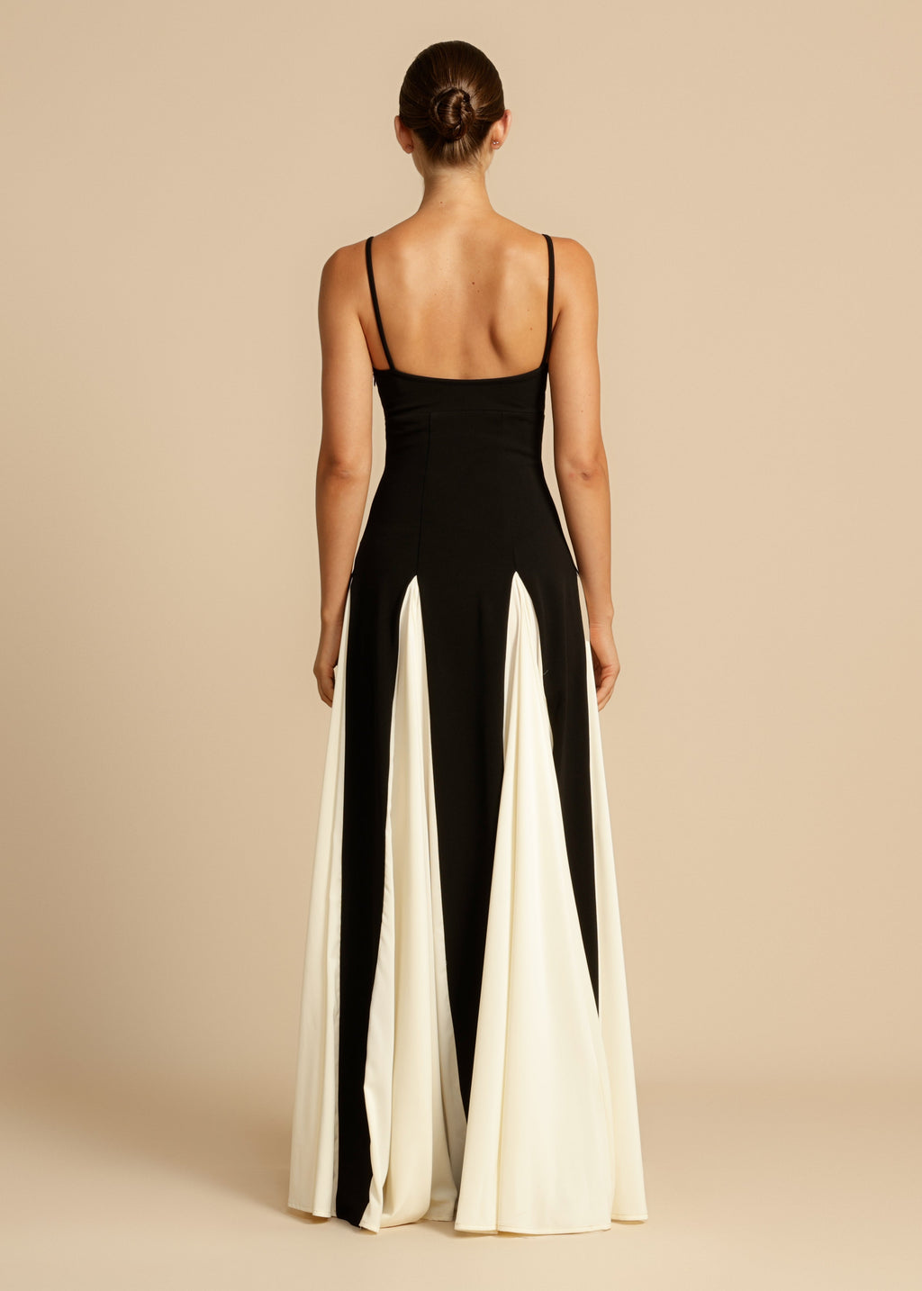 Black and White Paneled A Line Maxi Dress