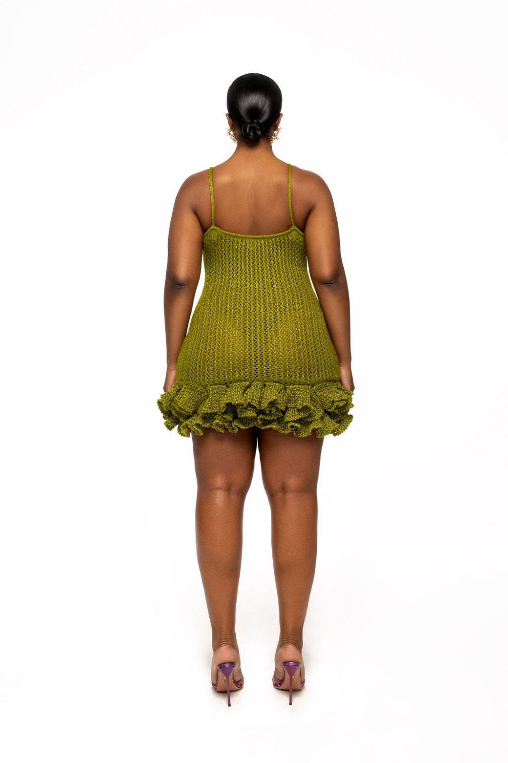 Boho Crochet Mini Dress with Ruffle Hem