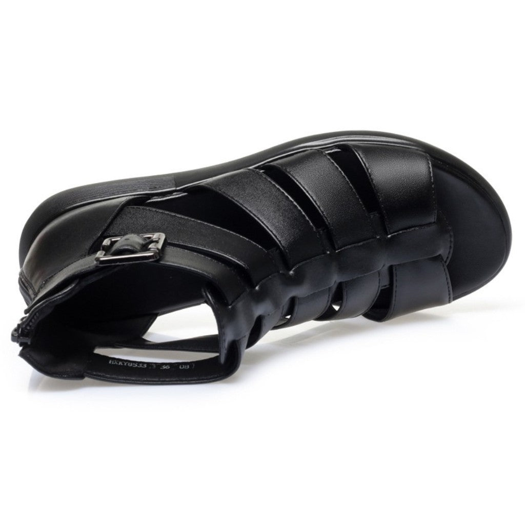 Open Toe Leather Flat Sandals