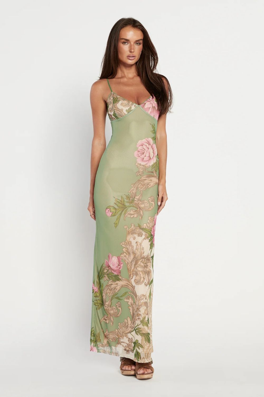 Multi Color Floral Print Maxi Dress