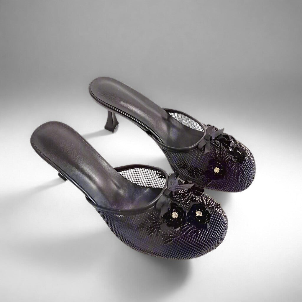 Mesh Floral Knot High Heel Sandals