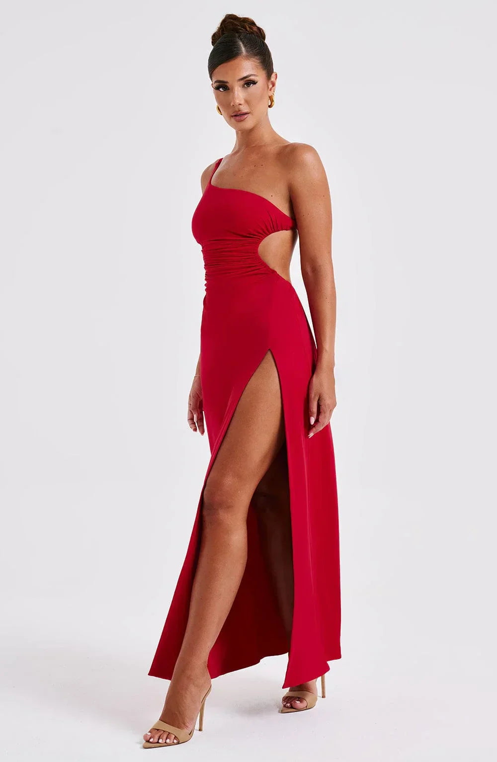 One-Shoulder Slit Maxi Dress – Elegant Asymmetric Evening Gown