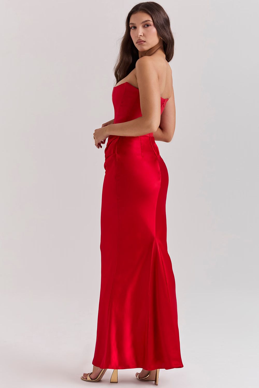Strapless Corset Maxi Dress in Satin