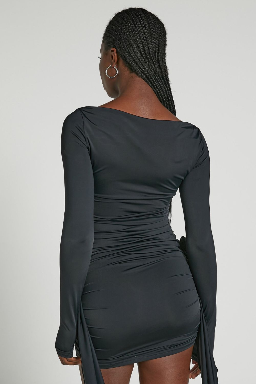 Draped Long Sleeve Mini Dress