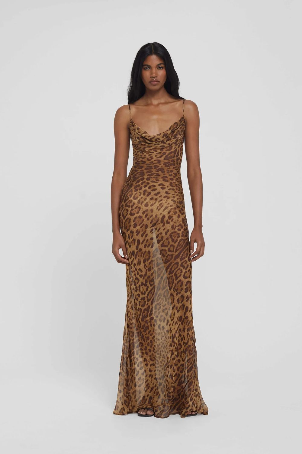 Chiffon Gown with Sculptural Seams