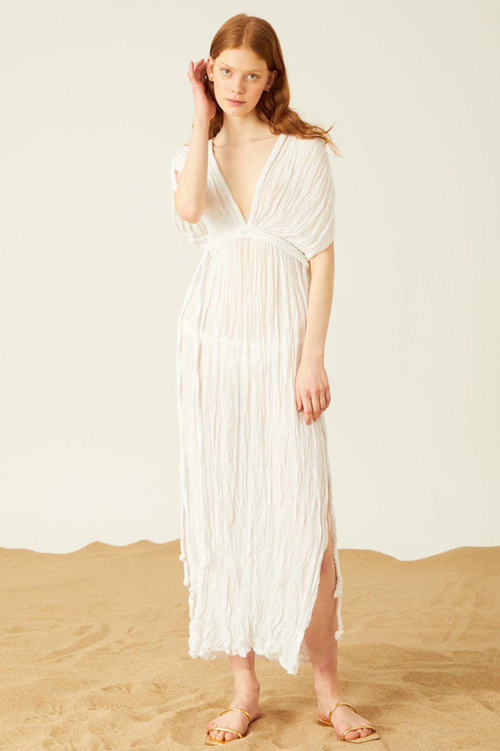 Convertible Maxi Kaftan Dress with Braided Tie Detail