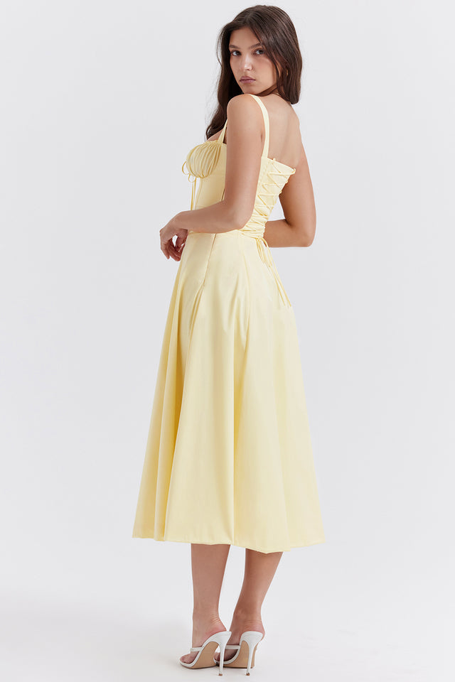 Romantic Floral Corset Midi Sundress with Straps