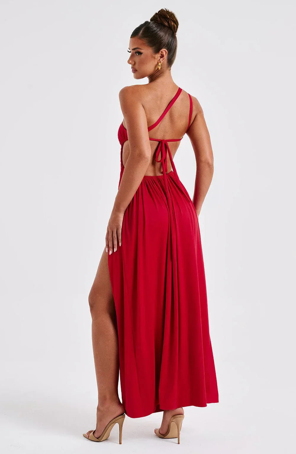 One-Shoulder Slit Maxi Dress – Elegant Asymmetric Evening Gown